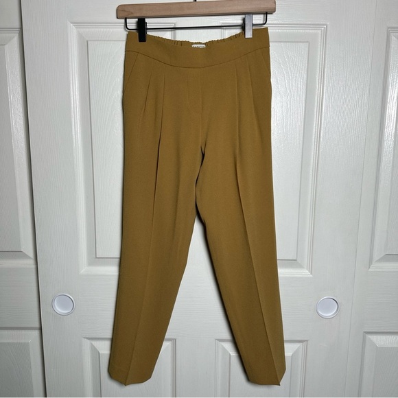 Aritzia Babaton Sz 0 Conan Mid Rise Slim Cropped Ankle Trouser Pants Yellow - Picture 1 of 10